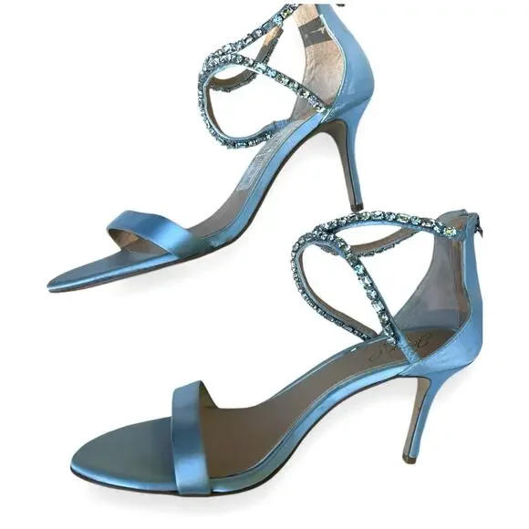 Jewel Badgley Mischka Women's Celine Heeled Sandal, Sky Blue | sz 9 *New w/ Flaw - Picture 3 of 16
